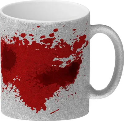 Produktbild von Glitzer-Glitzer-Kaffeebecher mit Blutbad Motiv