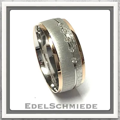 Produktbild von Edelschmiede925 Damenring 585 Weißgold / Rotgold + Brillant 0,05ct