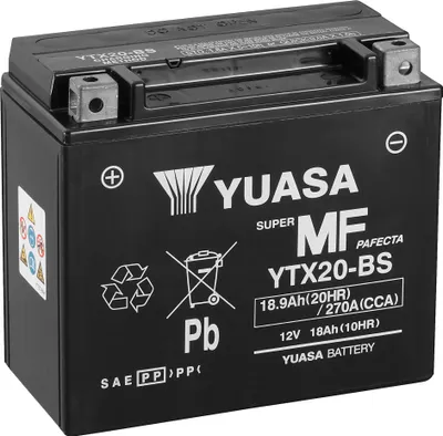 Obrázok produktu pre Batéria YUASA YTX20-BS (CP) s kyslíkovou súpravou 12V/18AH (10 hodín) [175x87x155] CCA=270A