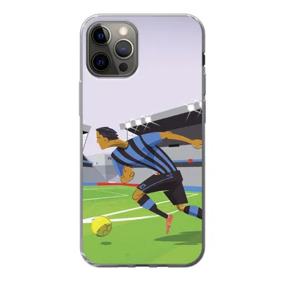 Produktbild von MuchoWow® Handyhülle Schutzhülle Hülle für iPhone 13 Pro Eine Illustration von Spielern, die in einem Stadion Fußball spielen - Junge - Mädchen - Kinder Silikon Softcase Handy Hülle - Handy-Tasche