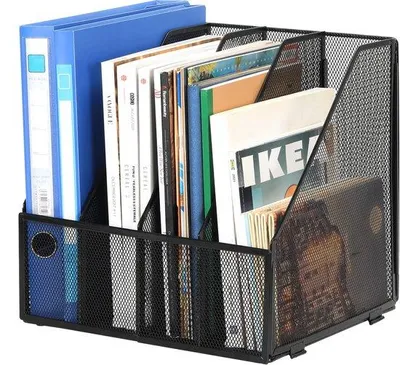 Obrázok produktu pre Unyqoos® A4 kovový organizér do kancelárie – robustný držiak dokumentov s 4 priehradkami, rozmer 31,5 x 26 x 30 cm, štýlový industriálny dizajn