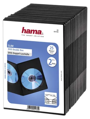 Immagine prodotto di Hama DVD Slim Double-Box - Custodia sottile per DVD - Capacità: 2 DVD - Nero (confezione da 25)