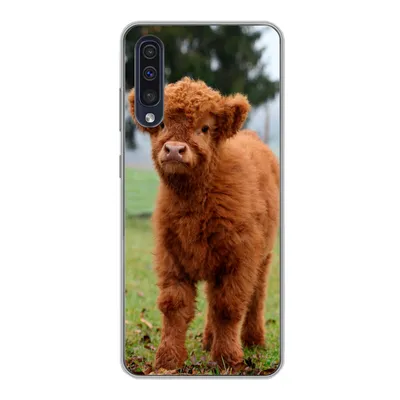 Produktbild von MuchoWow® Handyhülle Schutzhülle Hülle für Samsung Galaxy A30s Scottish Highlander - Kalb - Gras Silikon Softcase Handy Hülle - Karteninhaber