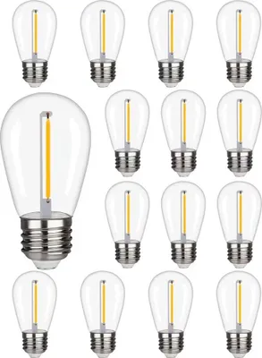 Produktbild von hoftronic LED Filament Glühbirne E27 1W 2700K S14 12V Kunststoff 15er Set
