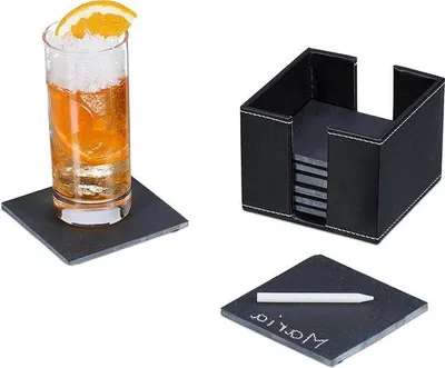 Produktbild von Glaseruntersteller Set 8-teilig Anthrazit 10x10cm