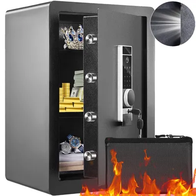 Produktbild von VEVOR 74 L Digitaler Doppel-Tür-Safe Einzahlungsbox Waffensafes Bargeld Bürosicherheit Schloss Starker Eisen Größerer Digitaler Safe, Passwort + Schlüssel + Fingerabdruck-c, 62 L