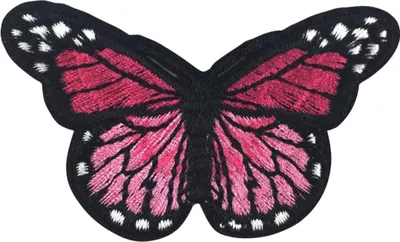 Produktbild von Dunkelrosa schwarzer Schmetterling-Emblem-Aufnäher zum Aufbügeln