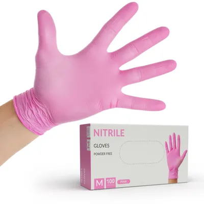 Produktbild von Nitrilhandschuhe – Puderfreie Handschuhe In Rosa (Pink) – 100 Stück – Grösse M