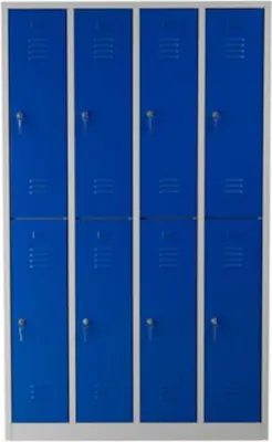 Produktbild von Garderobenspind Camel | 8-Fächer| HxBxT 195x117x50 cm | Zylinderschloss | Grau-Blau