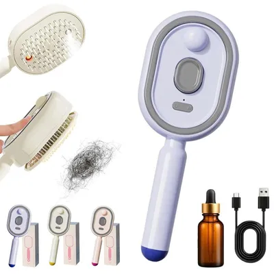 Produktbild von Elektrische Sprüh-Haarbürste, Dampf & Massage, wiederaufladbar, entwirrend, Anti-Frizz & Antistatisch, 650nm Rotlicht – für alle Haartypen (Lila)