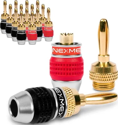 Produktbild von NEXMEX Bananenstecker 4mm schraubbar vergoldet 20x Stecker für Lautsprecherkabel