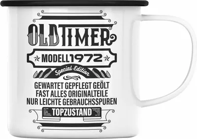 Produktbild von TRENDATION 50. Geburtstag Emaille Tasse Frau Mann Geschenk 50er Geschenkidee 50 Mutter Vater (Schwarz)