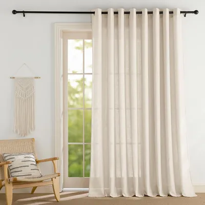 Image de Rideau en lin, semi-transparent, dimensions : 220 cm de hauteur x 300 cm de largeur, couleur naturelle
