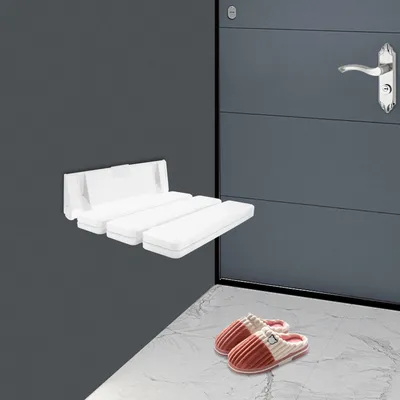 Produktbild von Wandmontierter Duschsitz - Klappstuhl 32×34 cm - Edelstahl/Aluminium/ABS - Für Erwachsene, Schwangere, Kinder - Für Dusche und Bad - Weiß