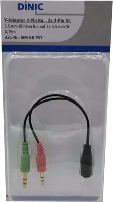 Produktbild von DINIC Y-Adapter 4 Pin Buchse, 2x 3 Pin Stecker
