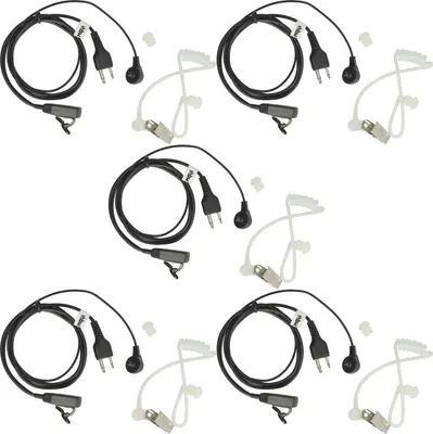 Produktbild von vhbw 5x Headset kompatibel mit Motorola PTX700, PRO7750, PTX780, PTX760, PRO7550, PRO9150 Funkgerät - schwarz, Akustikschlauch