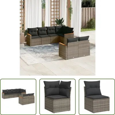 Produktbild von The Living Store 7-tlg. Garten-Sofagarnitur mit Kissen Grau Poly Rattan