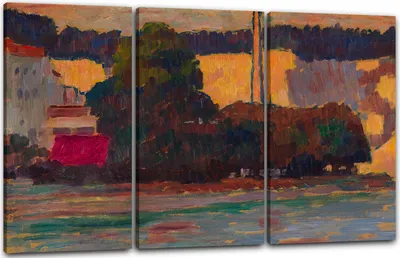 Produktbild von Leinwandbild 3-teilig (120x80cm): Alexej von Jawlensky - Wasserburg, echter Holz-Keilrahmen inkl. Aufhänger, handgefertigt in Deutschland