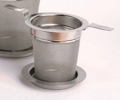 Produktbild von Teesieb Teefilter mit Abtropftablett Edelstahl Ø 6cm spülmaschinenfest TeaLogic