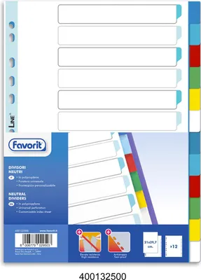 Zdjęcie produktu dla Favorit 400132500, Wielobarwny, Polipropylen (PP), A4, 225 mm, 297 mm, 25 szt.