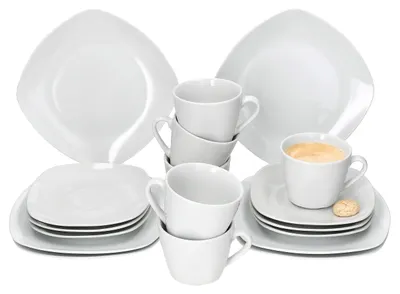 Obrázek produktu pro Kávová sada pro 6 osob, 18 kusů, z bílého porcelánu