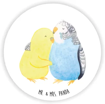 Produktbild von Mr. & Mrs. Panda Kühlschrankmagnet Wellensittich Liebe - Weiß - Geschenk, Umarmen, Freundin, Kuscheln, Umarmung, Verknallt, magnet für kühlschrank, Whiteboard