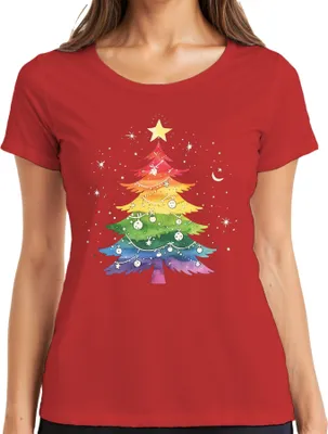 Produktbild von LGBTQ Gay Weihnachtsbaum - Weihnachten Weihnachtsgeschenk Christmas Damen T-Shirt, Rot, XXL