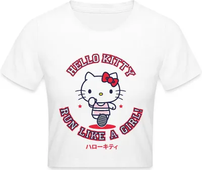 Produktbild von Spreadshirt Hello Kitty Run Like A Girl Sport Crop Top, XS, Weiß