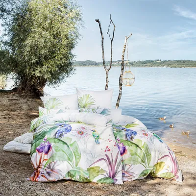 Produktbild von Estella Mako-Satin Bettwäsche, 100% Baumwolle, Atlasbindung, Jungle, 155x220 cm + 80x80 cm, Reißverschluss, Oeko-Tex Standard 100, Herstellung in Deutschland