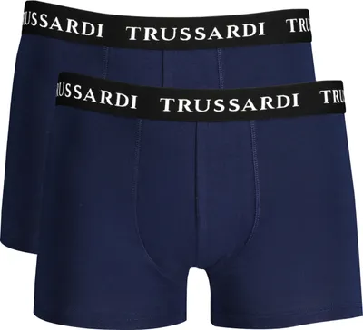 Produktbild von Hochwertige blaue Herren Boxershorts im Doppelpack mit Marken-Gummibund