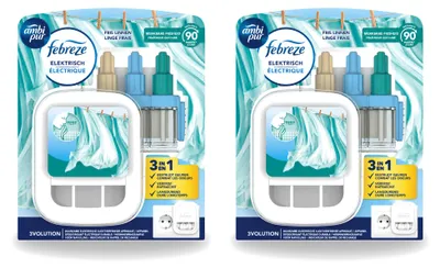 Image de 2 x Coffret de démarrage Ambi Pur 3Volution - Parfum "Fraîcheur de linge" - 20 ml - Pack avantageux - 2 pièces