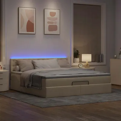 Produktbild von Maison Exclusive - Ottomane Bett mit Matratze & LEDs Creme 180x200 cm Stoff