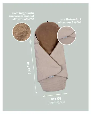 Produktbild von Einschlagdecke für Babyschalen im Sommer, aus 100% Materialien - Sand (Hergestellt in der EU) - Decke für Babyschale und Kinderwagen, geeignet für gängige Kindersitze, ideal für 0 bis 9 Monate