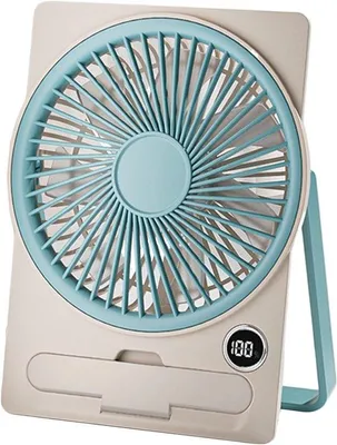 Obrázek produktu pro Elektrický stolní ventilátor s USB nabíjením, kompaktní design, tichý provoz, LCD displej, přenosný