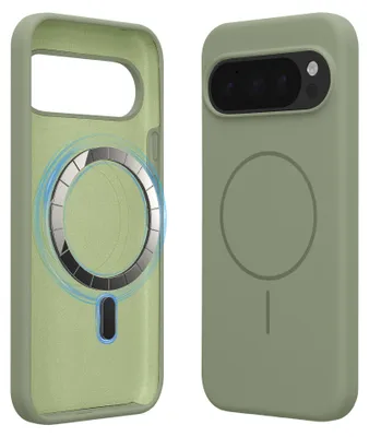 Produktbild von kwmobile Silikon Hülle für Google Pixel 10 / Pixel 10 Pro Handyhülle - Case Kompatibel mit MagSafe Graugrün