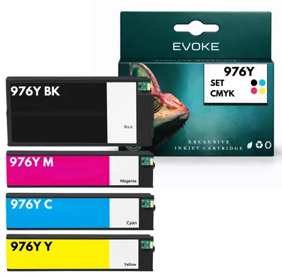 Produktbild von Evoke kompatible Tinte für HP 976Y HP976 4x CMYK:Schwarz,Cyan,Magenta,Gelb 1210 ml 56000 Seiten PageWide Managed P55250dw P57750dw