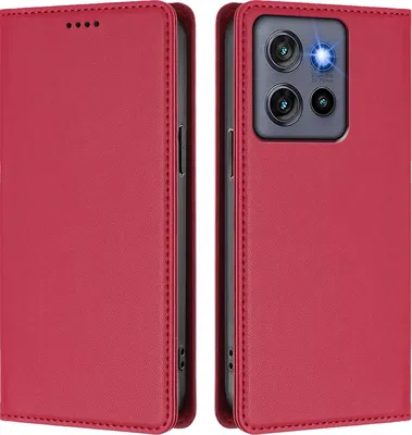 Image de Étui en cuir pour Motorola Edge 60 Neo/Edge 50 Neo, étui à rabat magnétique en cuirPolyuréthaneavec support, rouge