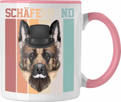 Produktbild von Trendation - Schäferhund Besitzer Tasse Geschenk Lustiger Spruch Geschenkidee Retro Vinatge Schäferhund (Rosa)