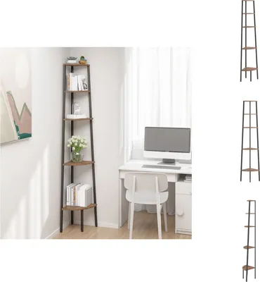 Produktbild von vidaXL Eckregal mit 5 Böden Dunkelbraun und Schwarz 45,5x31,5x180 cm - Bücherregale & Bücherschränke
