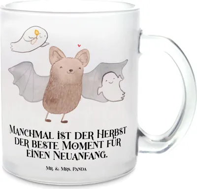 Produktbild von Mr. & Mrs. Panda Teetasse Fledermaus Gespenster - Transparent - Geschenk, Teeglas, Glas, Motivtasse, Trick Or Treat, Tee Tasse, Häferl, Halloween, Dekoration, Deko