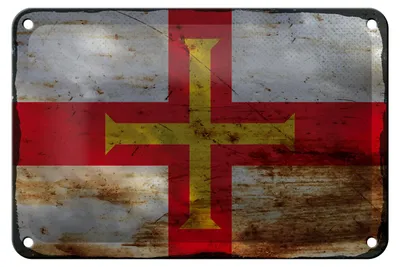 Produktbild von Blechschild Flagge Guernsey 18x12cm Flag of Guernsey Rost Dekoration