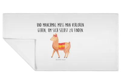 Produktbild von Mr. & Mrs. Panda Handtuch 50x100 Alpaka Stolz - Weiß - Geschenk, kleines, frottierhandtuch, baumwolle, Flauschtuch
