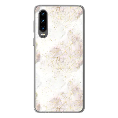 Produktbild von MuchoWow® Handyhülle Schutzhülle Hülle für Huawei P30 Marmor - Geometrie - Gold Silikon Softcase Handy Hülle - Kartenbesitzer