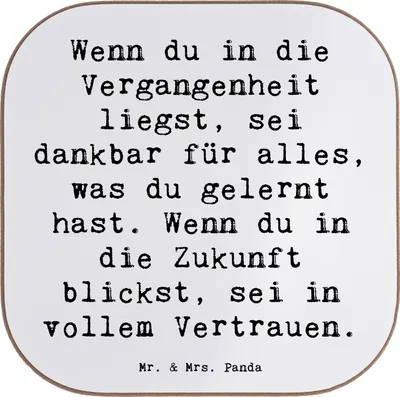 Produktbild von Mr. & Mrs. Panda Untersetzer Glas Spruch Freude und Vertrauen - Weiß - Geschenk, Zitat, Tassenuntersetzer, Coaster, gläseruntersetzer, Gläser, Motivation, schenken, Glück