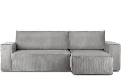 Obrázek produktu pro Konsimo levá/pravá rohová pohovka s funkcí spaní s područkami "NAPI", světle šedá, manšestrová tkanina, Loft, 262x89x148cm