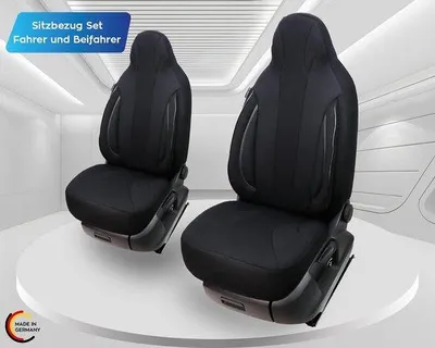 Image de Housses de siège noires pour camping-car, lot de 2 avec accoudoirs