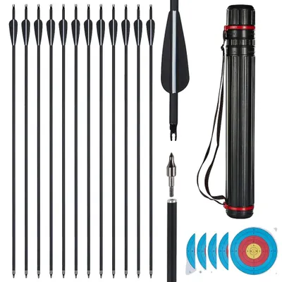 Productafbeelding van Gemengde carbonpijlen, duurzame constructie, complete boogset, zwarte set