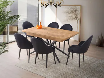 Produktbild von Skye Decor, Falcon - 2961, Ausziehbarer Esstisch, Braun, 100% MELAMINBESCHICHTETE SPANNPLATTE, 160 x 90 x 79 cm