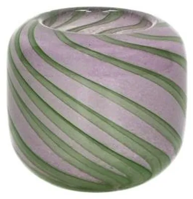 Produktbild von Pomax Waves Windlicht aus Glas, Waldgrün, Ø 8,5 x H 8,5 cm