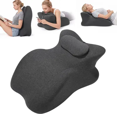 Produktbild von Keilkissen aus Memory Foam für Schlaf und Lesen, vielseitiges Kissen für Rücken- und Beinstütze, Erholung nach Operationen, abnehmbarer und waschbarer Bezug (Übergröße, weiches Grau)